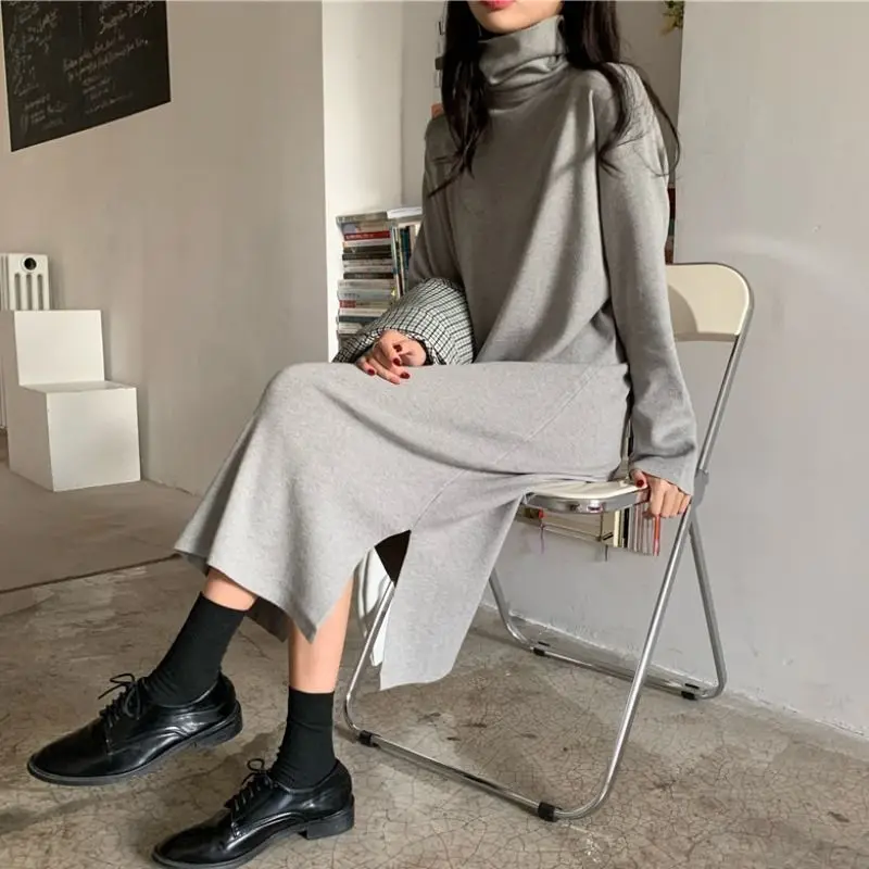 Harajuku Casual Sweater Dress Women's Fall/winter New Long Sleeve Straight Dress Female Warm long Korea Knit Dress Y2k Fashion 
Harajuku Casual Sweater Dress Women's Fall/winter New Long Sleeve Straight Dress Female Warm long Korea Knit Dress Y2k Fashion