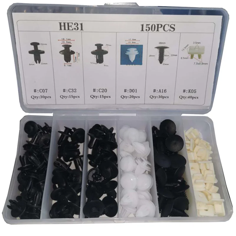 150pcs Auto Fastener Clip Car Body Fender Push Retainer Pin Rivet Bumper Door Trim Panel Retainer Fastener Kit Car Accessories
150pcs Auto Fastener Clip Car Body Fender Push Retainer Pin Rivet Bumper Door Trim Panel Retainer Fastener Kit Car Accessories
