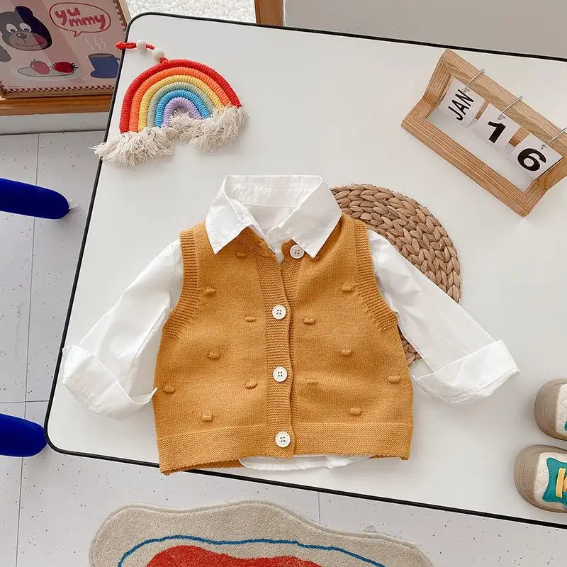 2022 Children Knitted Vest Autumn Boys Solid Color Sleeveless Cardigan Sweater Kid 0-5 Years Clothes Spring & Autumn Unisex
2022 Children Knitted Vest Autumn Boys Solid Color Sleeveless Cardigan Sweater Kid 0-5 Years Clothes Spring & Autumn Unisex