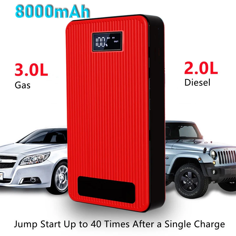 

12V 800A 8000mAh GKFLY Car Jump Starter Emergency Battery Booster For Car/Motorcycle LED Light Power Bank Launcher For Car