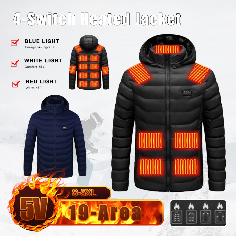 19 Areas Heated Jacket for Men Women Winter Warm USB Heating Jacket 4 Switches 3 Gear Temperature Control Outdoor Sportwear
19 Areas Heated Jacket for Men Women Winter Warm USB Heating Jacket 4 Switches 3 Gear Temperature Control Outdoor Sportwear