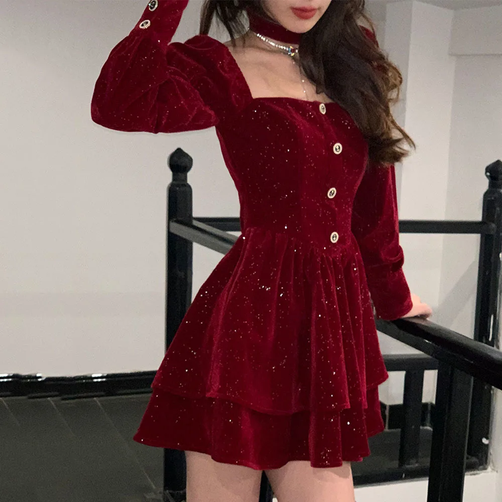 2023 New Christmas Elegant Velvet Dress Women France Vintage Evening Party Mini Dress Female High Waist Chic Fluffy Dress Autumn
2023 New Christmas Elegant Velvet Dress Women France Vintage Evening Party Mini Dress Female High Waist Chic Fluffy Dress Autumn