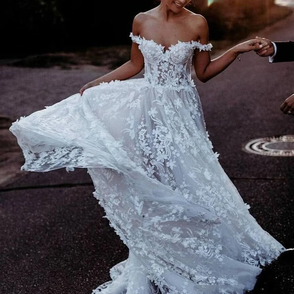 Romantic A Line Lace Wedding Dress 2022 Bridal Gown Sweetheart Off Shoulder Backless White Formal Bride Wear Flower Custom Made
Romantic A Line Lace Wedding Dress 2022 Bridal Gown Sweetheart Off Shoulder Backless White Formal Bride Wear Flower Custom Made