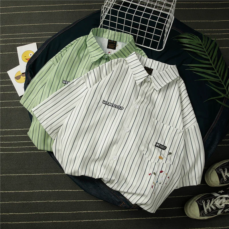 Resuapre Shirt 2022 Embroidered Letters Beach Stripe Loose Couple Casual Fashion Short Sleeve Shirt M-XXL 
Resuapre Shirt 2022 Embroidered Letters Beach Stripe Loose Couple Casual Fashion Short Sleeve Shirt M-XXL