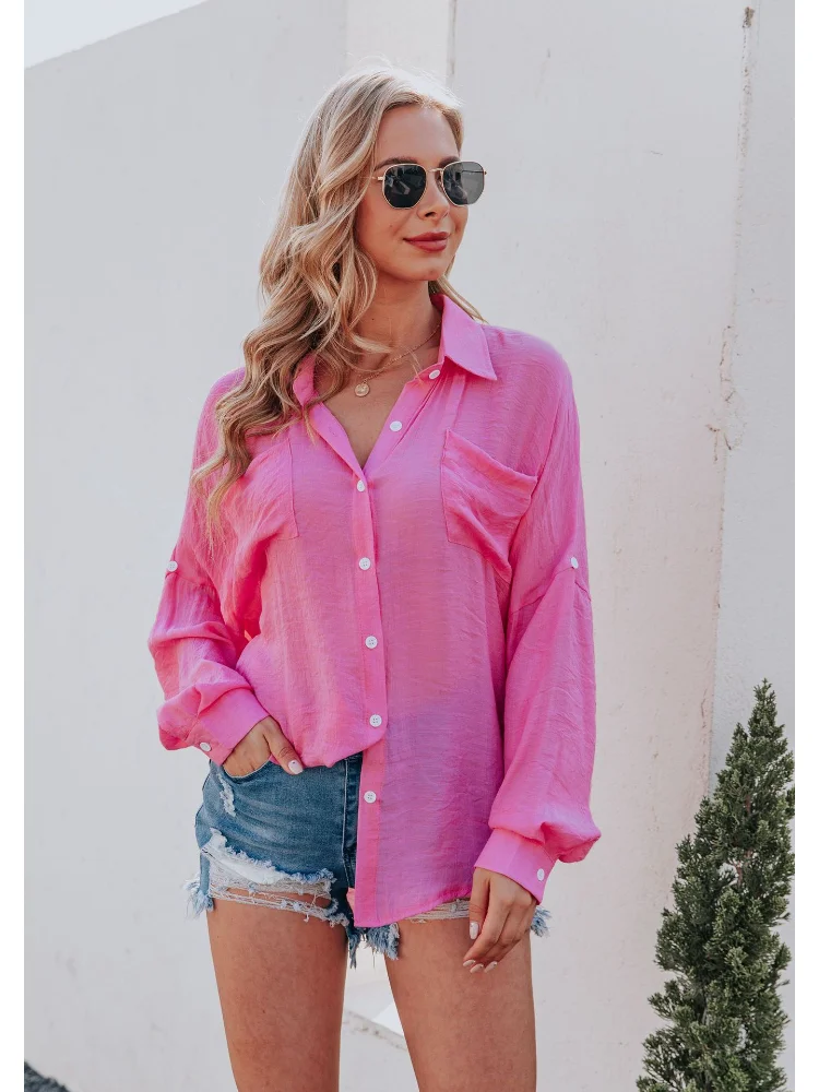 Casual Korean Version Women's Shirt Elegant Blouse Spring/Summer Candy Colors Basic Tops Long Sleeve Solid Blouses Beach Smock
Casual Korean Version Women's Shirt Elegant Blouse Spring/Summer Candy Colors Basic Tops Long Sleeve Solid Blouses Beach Smock
