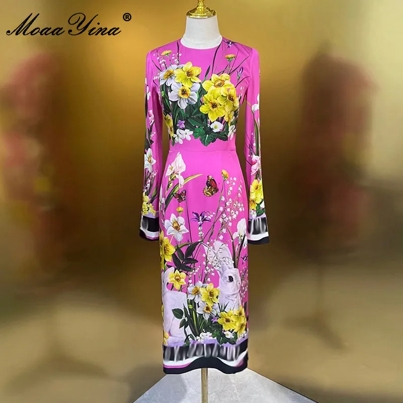 MoaaYina Fashion Designer Summer Women's O-Neck Flared long Sleeve Carnation Animal Printing Silk Dresses
MoaaYina Fashion Designer Summer Women's O-Neck Flared long Sleeve Carnation Animal Printing Silk Dresses