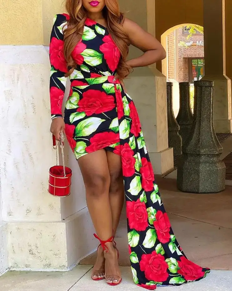 Elegant Women's Dresses for Party 2022 Summer Asymmetrical Floral Leaf Print One Shoulder Long Sleeve Skinny Night Out Dress
Elegant Women's Dresses for Party 2022 Summer Asymmetrical Floral Leaf Print One Shoulder Long Sleeve Skinny Night Out Dress