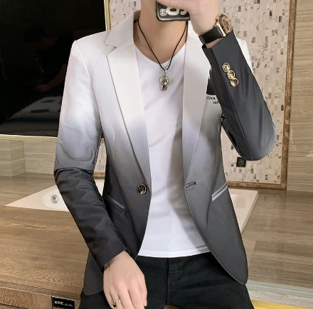 Mode Cetakan Gradien Musim Semi Pria Kasual Satu Tombol Mantel Tipis Luar Pencetakan Atas Jaket Jas Costume Suits for Men
Mode Cetakan Gradien Musim Semi Pria Kasual Satu Tombol Mantel Tipis Luar Pencetakan Atas Jaket Jas Costume Suits for Men