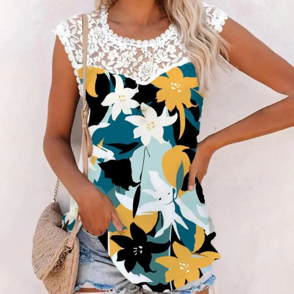 2022 Summer New Women Top O Neck Patchwork Flower Embroidery See-through Lace Sleeveless Summer T-shirt
2022 Summer New Women Top O Neck Patchwork Flower Embroidery See-through Lace Sleeveless Summer T-shirt