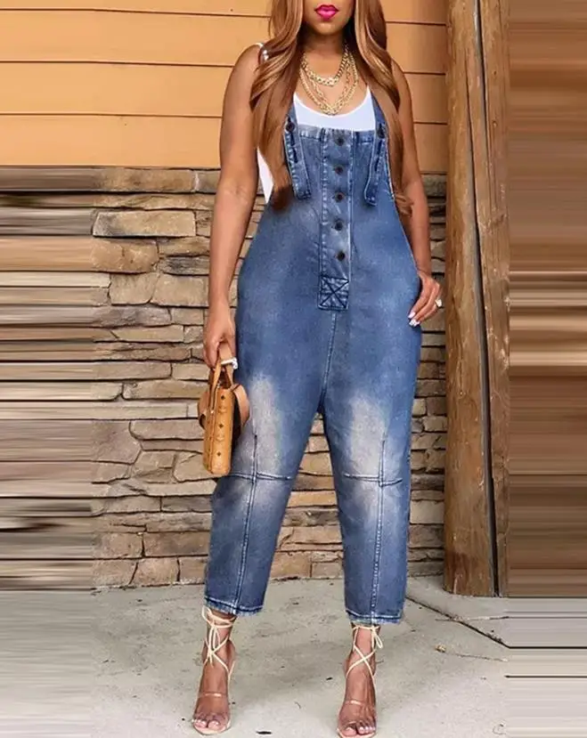 Denim Suspender Jumpsuit Women 2023 New Summer Urban Leisure Pocket Design Buttoned Square Neck Sleeveless Daily Female Jumpsuit
Denim Suspender Jumpsuit Women 2023 New Summer Urban Leisure Pocket Design Buttoned Square Neck Sleeveless Daily Female Jumpsuit