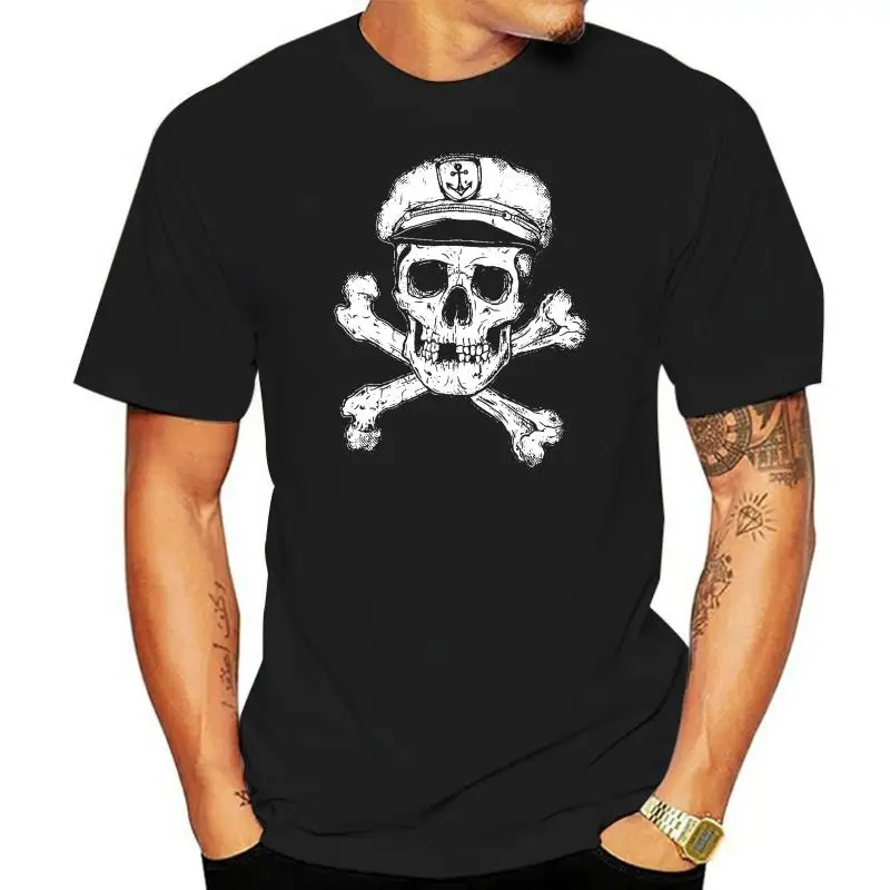 

T-Shirt Sailor Skull- Pirate Captain Skull Anchor Captain Black S-3XL T Shirt Discount 100 % Cotton T Shirt for Men