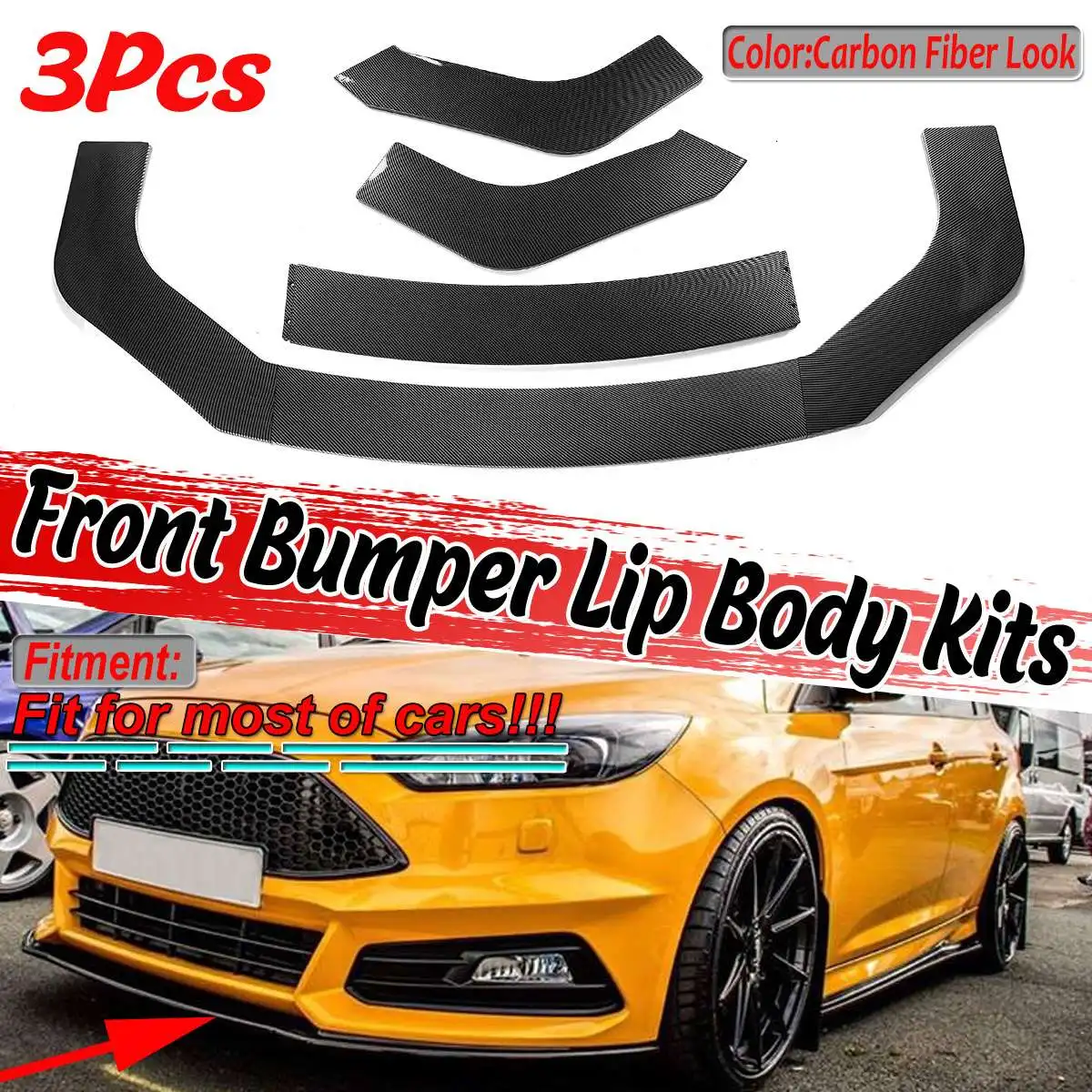 New Carbon Fiber 3Pcs Universal Car Front Bumper Splitter Lip Spoiler Diffuser For Mustang For Ford For Focus RS ST For Fiesta
New Carbon Fiber 3Pcs Universal Car Front Bumper Splitter Lip Spoiler Diffuser For Mustang For Ford For Focus RS ST For Fiesta