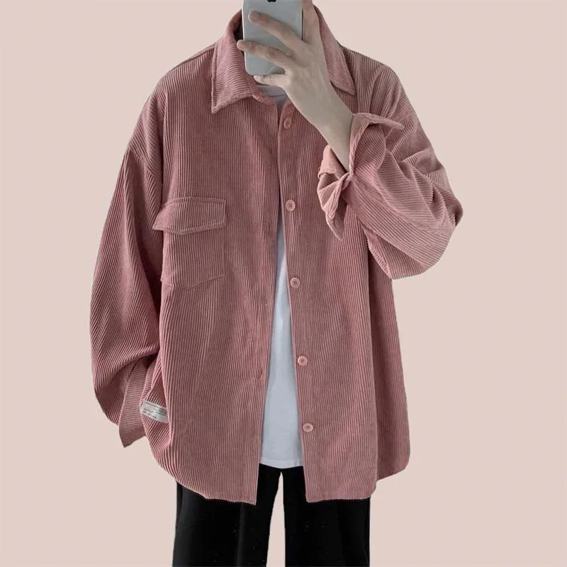 Men's Cotton Pink Shirt Corduroy Long Sleeve Lapel Shirts Pocket Solid Loose Daily Corduroy Tops Men Shirts 2022
Men's Cotton Pink Shirt Corduroy Long Sleeve Lapel Shirts Pocket Solid Loose Daily Corduroy Tops Men Shirts 2022