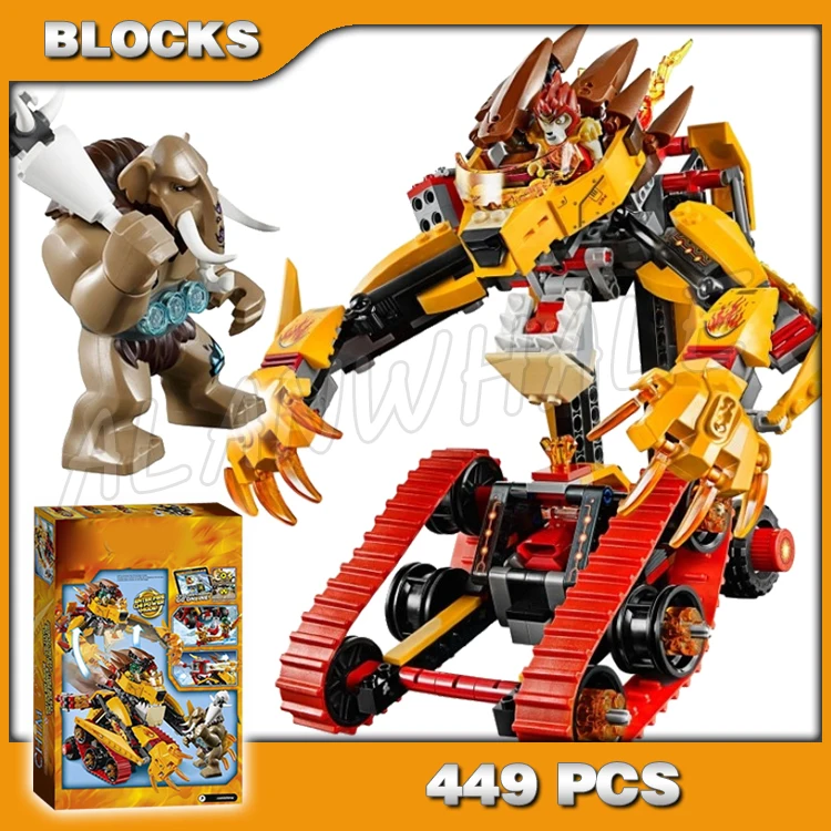 

449pcs Chima Laval's Fire Lion Race Fire-up mode CHI Flame Elements 10295 Building Block Toys Compatible With Model