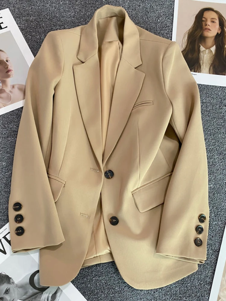 Блейзер Женский Повседневный свободного покроя, однотонная одежда с длинным рукавом, дизайнерский офисный пиджак, верхняя одежда, весна-осень
Блейзер Женский Повседневный свободного покроя, однотонная одежда с длинным рукавом, дизайнерский офисный пиджак, верхняя одежда, весна-осень