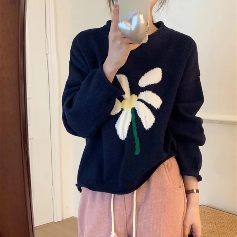 Hsa Women Sweater Knitted Blue Floral Tops Loose Long Sleeve O-Neck Pullovers Korean Chic Clothe Autumn Winter 2023 Jumpers
Hsa Women Sweater Knitted Blue Floral Tops Loose Long Sleeve O-Neck Pullovers Korean Chic Clothe Autumn Winter 2023 Jumpers