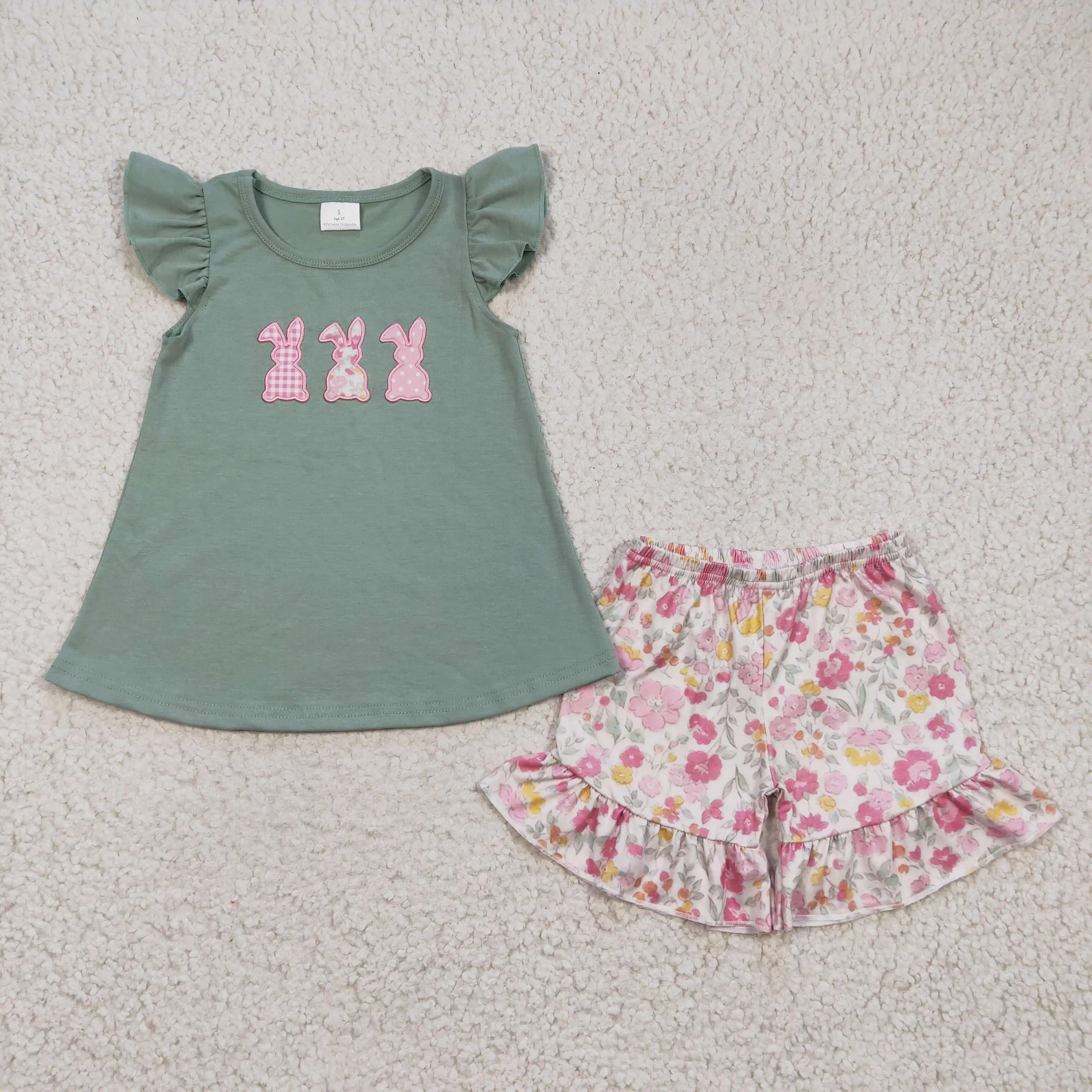 GSSO0160 Girls Boutique Summer Clothing Kids Embroidered Three Rabbits Flying Sleeve Flower Shorts Set
GSSO0160 Girls Boutique Summer Clothing Kids Embroidered Three Rabbits Flying Sleeve Flower Shorts Set