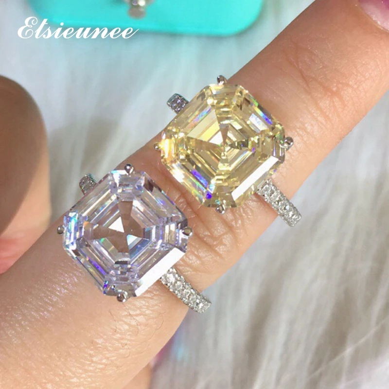 ELSIEUNEE 100% 925 Sterling Silver Asscher Cut Citrine High Carbon Diamond Wedding Cocktail Rings for Women Luxury Fine Jewelry
ELSIEUNEE 100% 925 Sterling Silver Asscher Cut Citrine High Carbon Diamond Wedding Cocktail Rings for Women Luxury Fine Jewelry