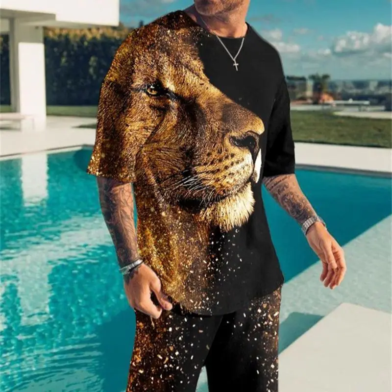 Lion Pattern Men's Tracksuit Fashion T-Shirts Sets 3D Printed Chandals Man Clothing Sportswear Suit Casual Sweatshirt Sport 2022
Lion Pattern Men's Tracksuit Fashion T-Shirts Sets 3D Printed Chandals Man Clothing Sportswear Suit Casual Sweatshirt Sport 2022
