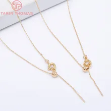 (4264)2PCS Thickness 1MM 24K Gold Color Plated Brass Necklace Chains Bracelet chains Quality Diy Jewelry Findings Accessories