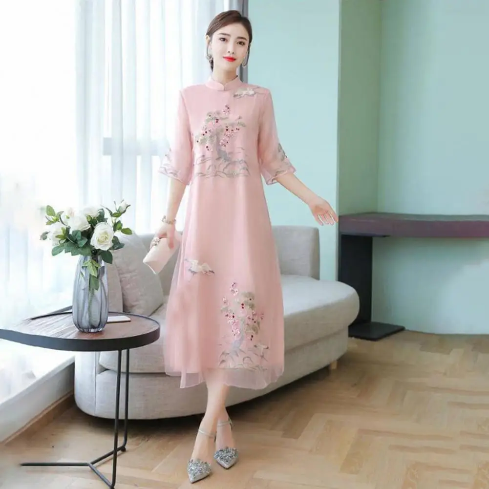 Loose Cheongsam Dress Big Hem Anti-pilling Evening Wear Lady Cheongsam for Vacation
Loose Cheongsam Dress Big Hem Anti-pilling Evening Wear Lady Cheongsam for Vacation