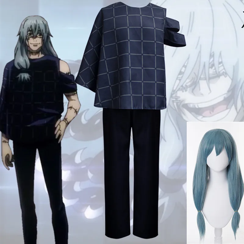 Jujutsu Kaisen Mahito костюм для косплея аниме Униформа темно-синяя футболка Топ + штаны Unsex костюмы для косплея на Хэллоуин 
Jujutsu Kaisen Mahito костюм для косплея аниме Униформа темно-синяя футболка Топ + штаны Unsex костюмы для косплея на Хэллоуин