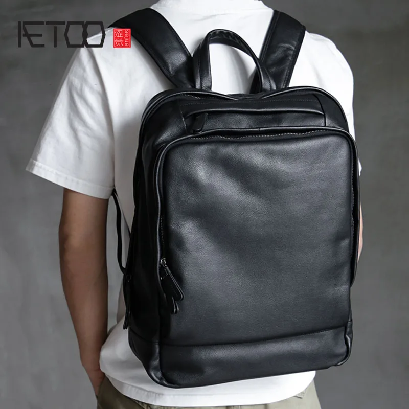AETOO First layer cowhide men's backpack, large-capacity leisure travel bag, leather school bag, computer bag 
AETOO First layer cowhide men's backpack, large-capacity leisure travel bag, leather school bag, computer bag