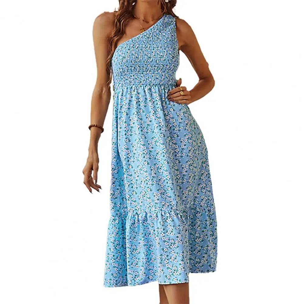 2022 Women Long Max Dress Floral Print Ruffles Summer Single Shoulder A-Line Boho Dress Sundress for Daily Wear
2022 Women Long Max Dress Floral Print Ruffles Summer Single Shoulder A-Line Boho Dress Sundress for Daily Wear