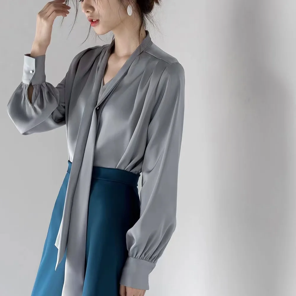 Elegant Satin Fluttering Collar Solid Color Long-sleeved Blouse Spring New Fashion Shirt Casual Loose All-match Tops
Elegant Satin Fluttering Collar Solid Color Long-sleeved Blouse Spring New Fashion Shirt Casual Loose All-match Tops