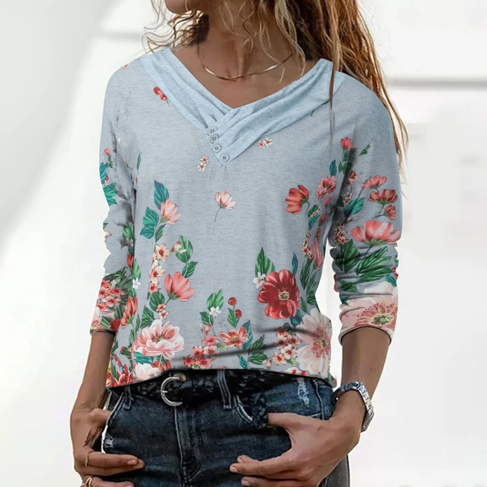 Retro Woman Blouses Button V Neck Shirt Women's Flower Elegant Print Blouse Female Clothing Loose Long Sleeves Autumn Tunic Tops
Retro Woman Blouses Button V Neck Shirt Women's Flower Elegant Print Blouse Female Clothing Loose Long Sleeves Autumn Tunic Tops