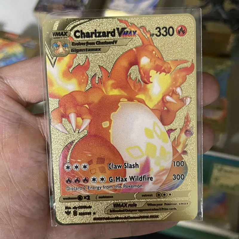 Pokemon Card English Metal Golden Foil Shiny Rainbow Card Board Game Pokemon Black Silver Letters Vmax Collection Children Toy
Pokemon Card English Metal Golden Foil Shiny Rainbow Card Board Game Pokemon Black Silver Letters Vmax Collection Children Toy