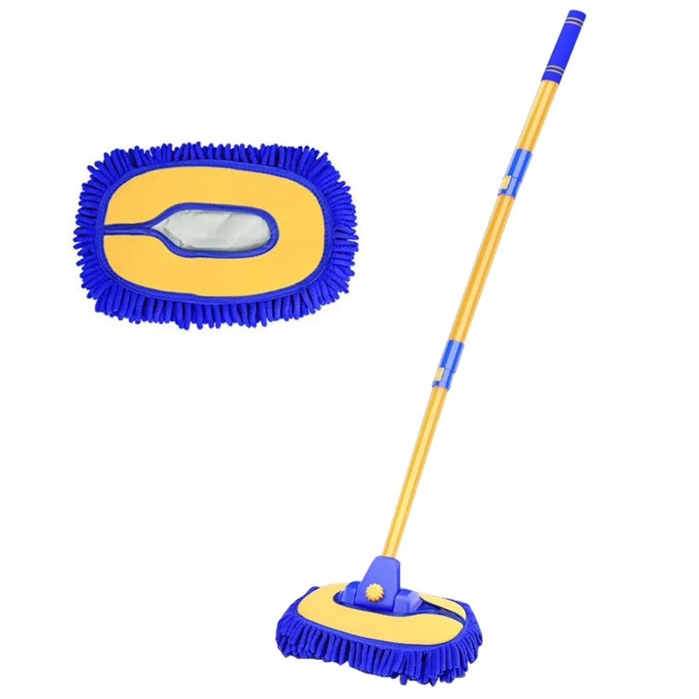 

Car Cleaning Brush Car Wash Brush Telescoping Long Handle Cleaning Mop Chenille Broom with Replaces Brush Sleeve Blue