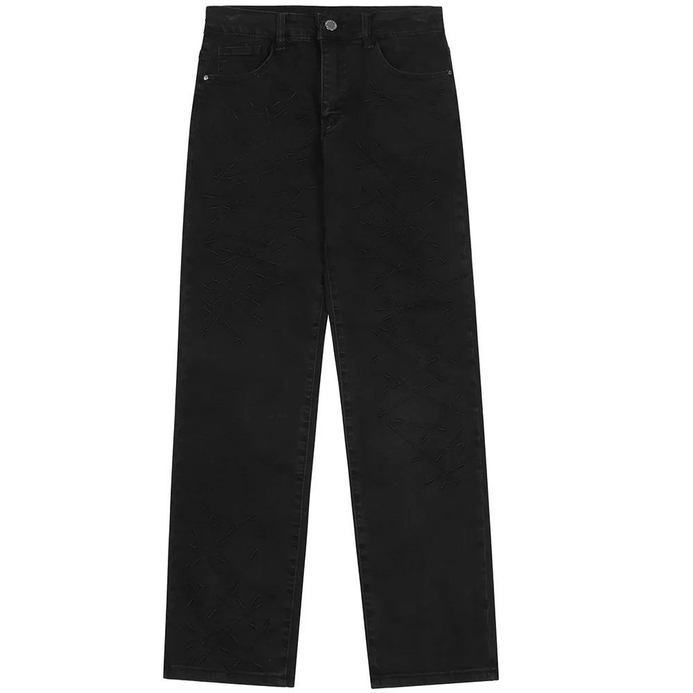 Джинсы мужские с вышивкой в полоску, повседневные брюки из денима в стиле унисекс, винтажные универсальные модные прямые джинсовые брюки 
Джинсы мужские с вышивкой в полоску, повседневные брюки из денима в стиле унисекс, винтажные универсальные модные прямые джинсовые брюки