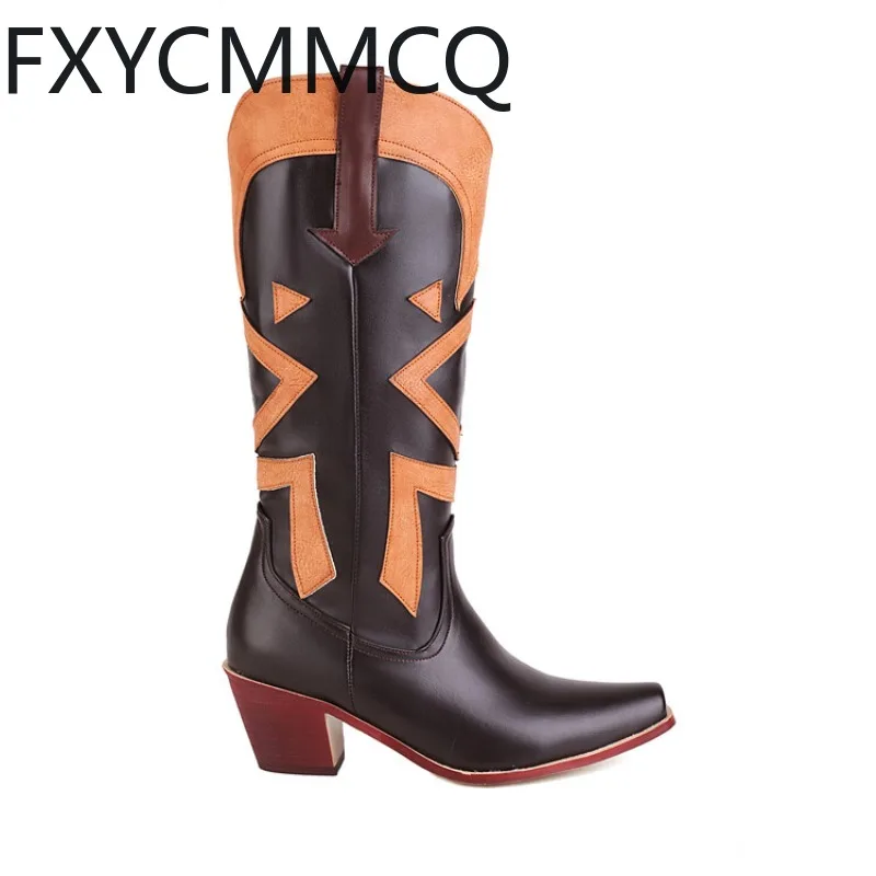

Женские ботинки челси FXYCMMCQ, зимние взрывобезопасные ботинки на квадратной танкетке в европейском и американском стиле, размеры 34-48, 5636