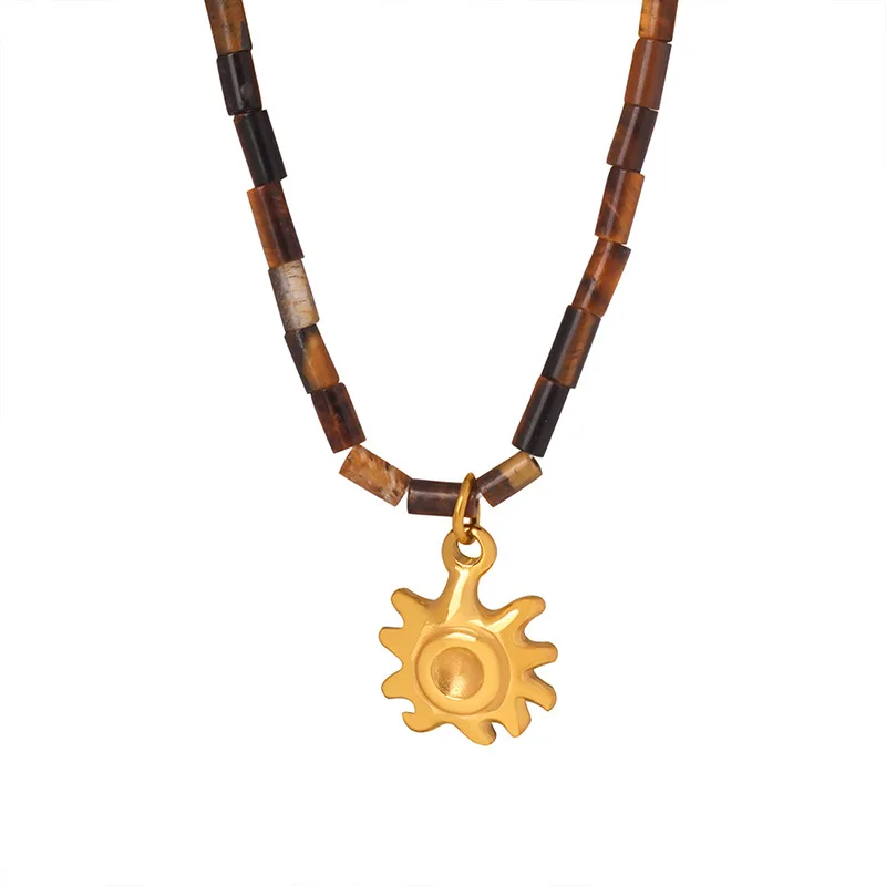 Vintage Fashion Tiger Eye Necklace For Women Stainless Steel Gold Color Sun Pendant Non Fading Exquisite Jewelry Wholesale
Vintage Fashion Tiger Eye Necklace For Women Stainless Steel Gold Color Sun Pendant Non Fading Exquisite Jewelry Wholesale