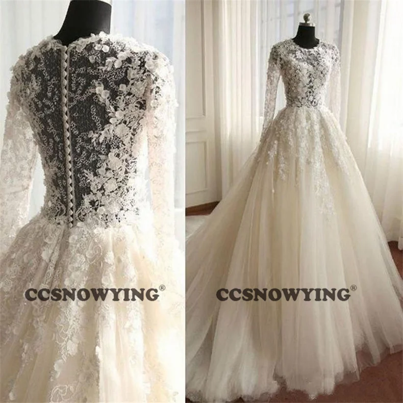 Fashion Long Sleeve Tulle Appliques Wedding Dresses for Bride O Neck A Line Bridal Gowns Vestido De Noiva
Fashion Long Sleeve Tulle Appliques Wedding Dresses for Bride O Neck A Line Bridal Gowns Vestido De Noiva
