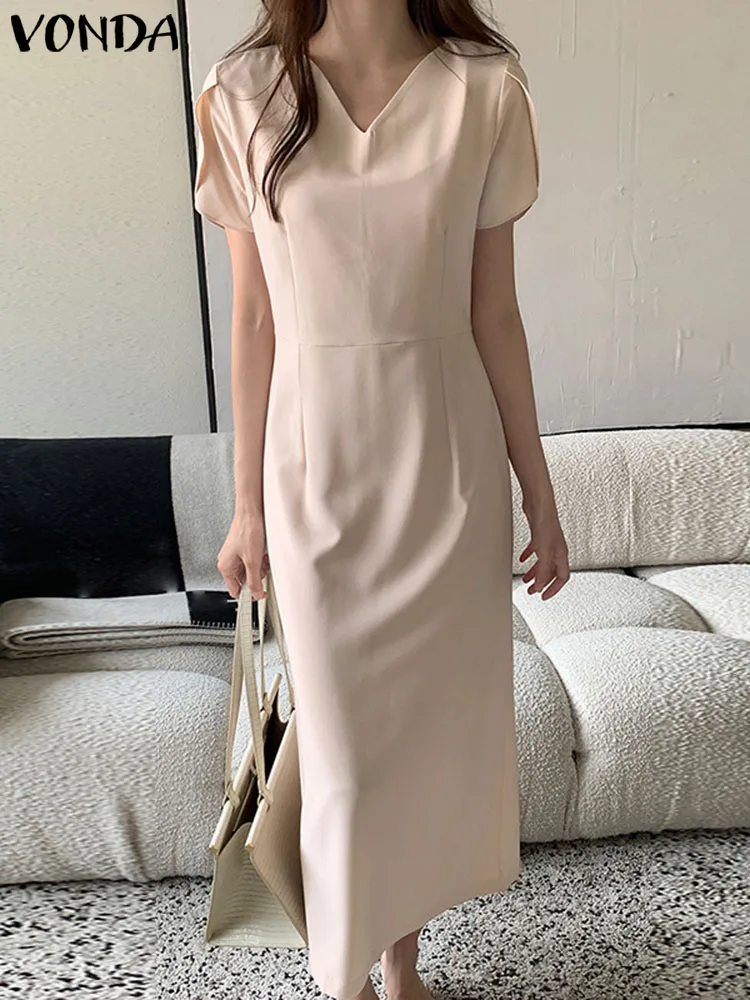 Elegant Party Dress VONDA Solid Color Midi Women Casual Short Sleeve Sexy V-Neck Bohemian Sundress Summer Long Shirt Robe
Elegant Party Dress VONDA Solid Color Midi Women Casual Short Sleeve Sexy V-Neck Bohemian Sundress Summer Long Shirt Robe