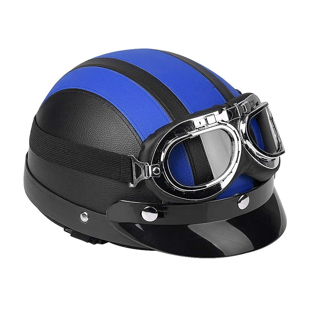 Universal Motorcycle Scooter Synthetic Leather Open Face Half Helmet & Visor UV Goggles Blue
Universal Motorcycle Scooter Synthetic Leather Open Face Half Helmet & Visor UV Goggles Blue