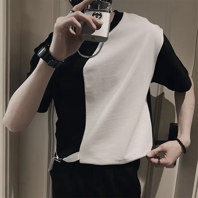 Design Sense Short-sleeved T-shirt Men's Summer Contrast Color Half-sleeved Men's New Loose Half-sleeved Top
Design Sense Short-sleeved T-shirt Men's Summer Contrast Color Half-sleeved Men's New Loose Half-sleeved Top