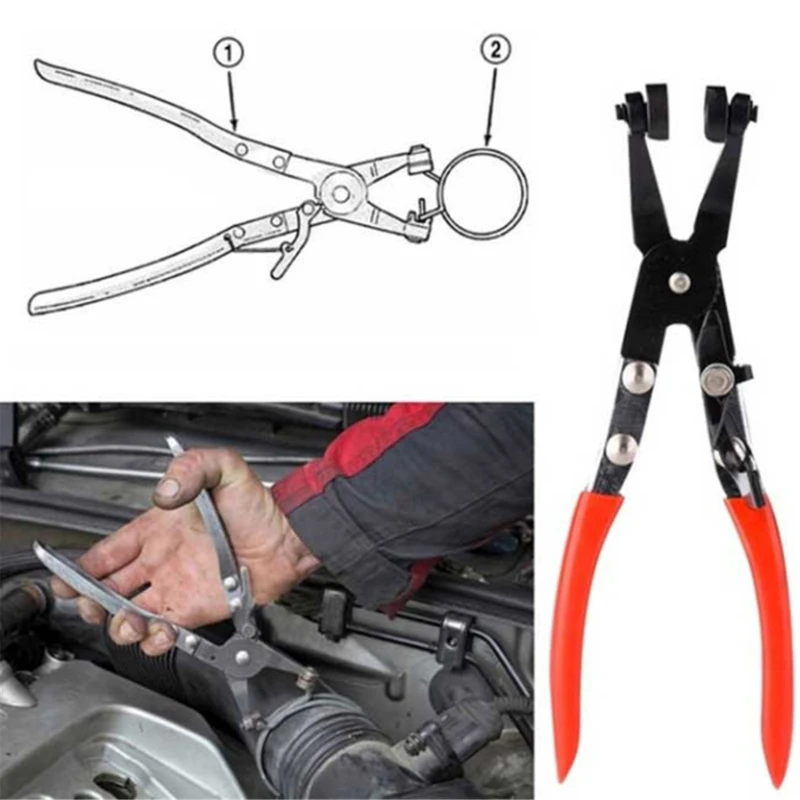 

210mm Multitool Angled Hose Clamp Clip Pliers-For Fuel Coolant Pipe Spring Clips Crimping Pliers Wire Cutters Pliers Accessories