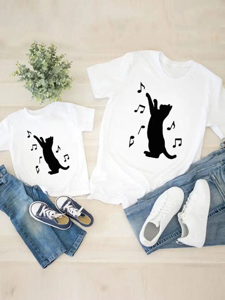 Women Cat Style Lovely Trend Child Kid Clothing Graphic T-shirt Tee Boy Girl Summer Mom Mama Clothes Family Matching Outfits 
Women Cat Style Lovely Trend Child Kid Clothing Graphic T-shirt Tee Boy Girl Summer Mom Mama Clothes Family Matching Outfits