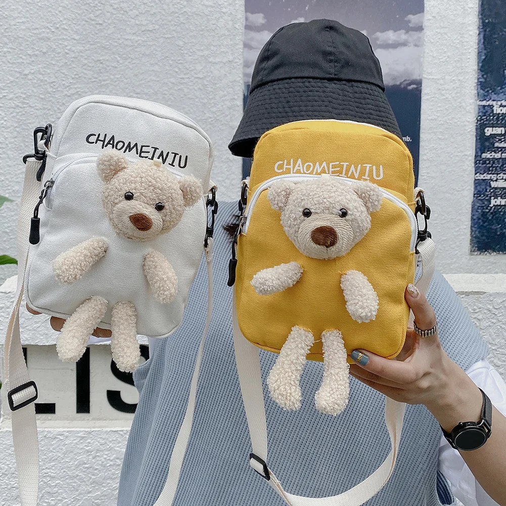 Pure Color Canvas Crossbody Handbag Girls Cute Bear Doll Decor Shoulder Satchel Bags Daily Travel Zipper Messenger Pouch
Pure Color Canvas Crossbody Handbag Girls Cute Bear Doll Decor Shoulder Satchel Bags Daily Travel Zipper Messenger Pouch