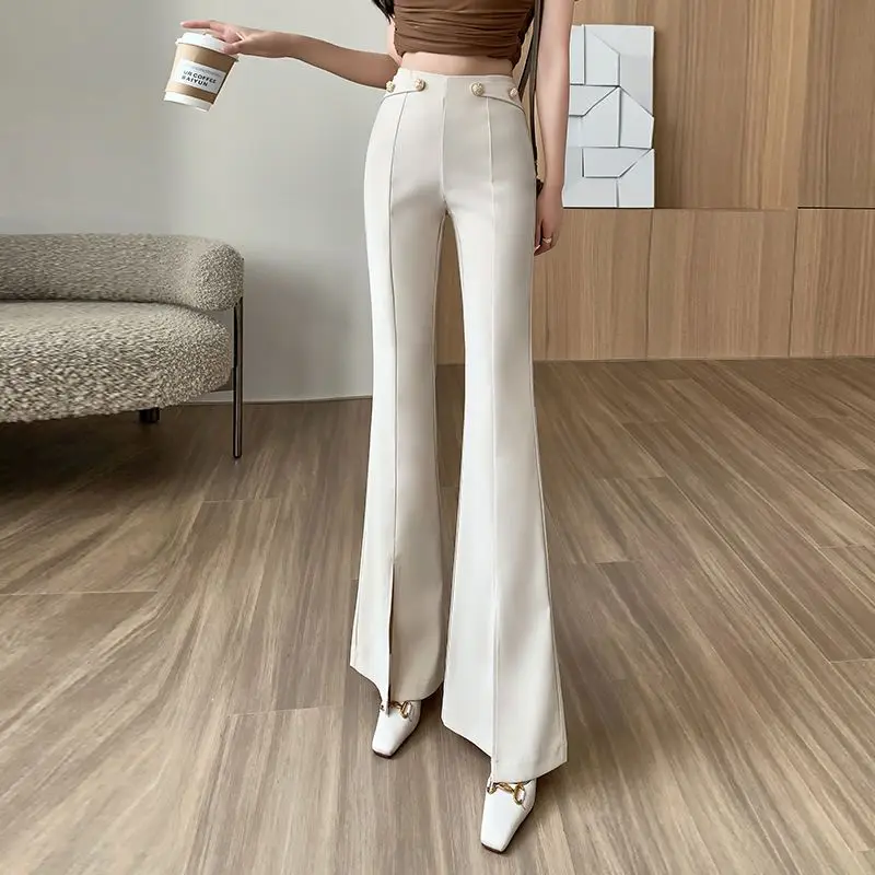 High Waist OL Style Bell Buttom Fashion Flared Trousers Women Office Work Wear Flare Pants Spring Autumn Street Trousers A103
High Waist OL Style Bell Buttom Fashion Flared Trousers Women Office Work Wear Flare Pants Spring Autumn Street Trousers A103