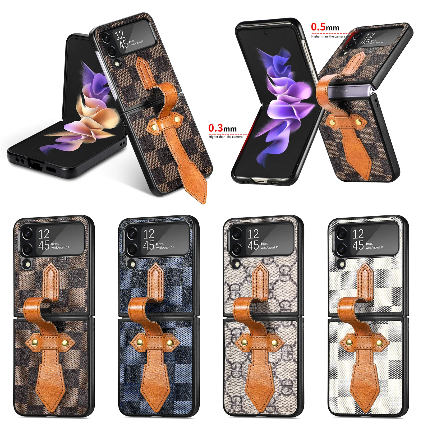 10pcs Rhombus Pattern Wrist Band Foldable PU Leather Mobile Phone Case for Samsung Galaxy Z Flip 3 Flip 4 5G Phone Back Cover
10pcs Rhombus Pattern Wrist Band Foldable PU Leather Mobile Phone Case for Samsung Galaxy Z Flip 3 Flip 4 5G Phone Back Cover