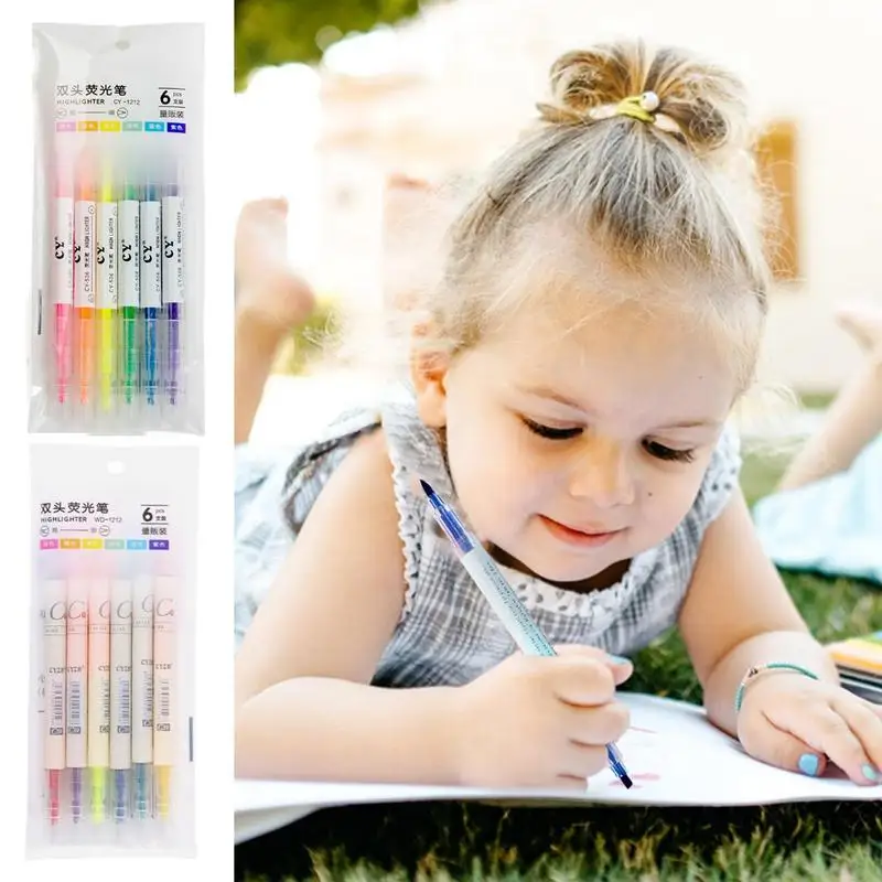 Highlighter Marker Pen 6-Pcs Keynote Pens Double Ended Highlighter Soft Tips Pens Highlighter Craft Highlight Markers Assorted
Highlighter Marker Pen 6-Pcs Keynote Pens Double Ended Highlighter Soft Tips Pens Highlighter Craft Highlight Markers Assorted