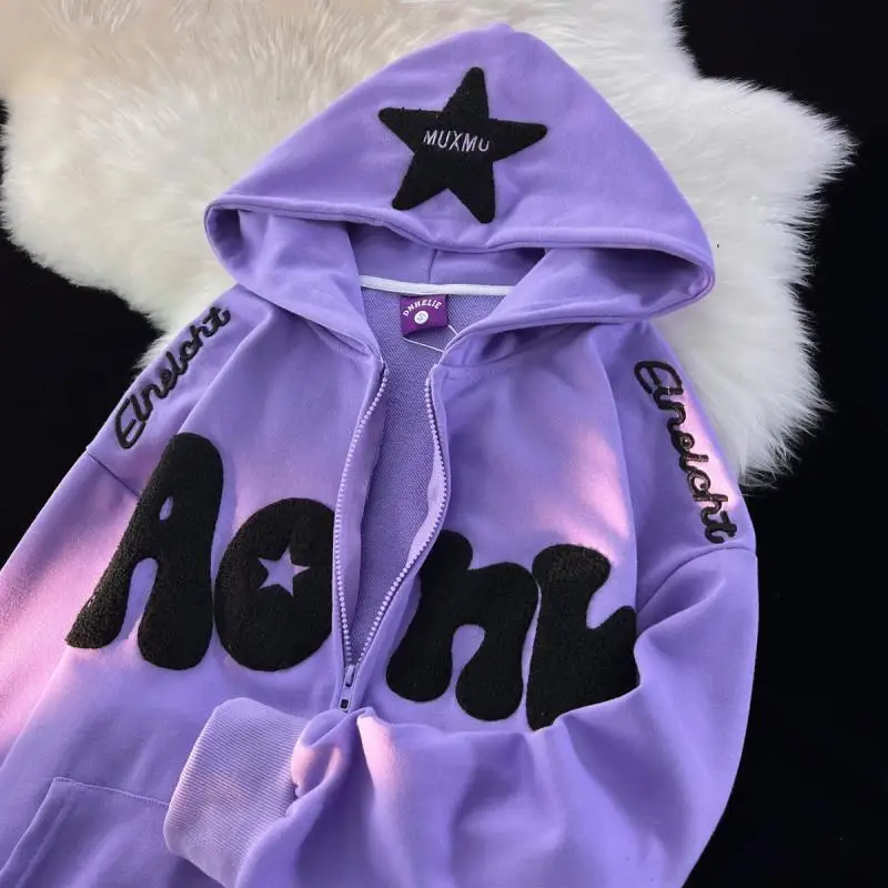 Vintage Y2K Embroidered Hoodie Women Harajuku Gothic Star Print Long Sleeve Jacket Coats Laides Hip Hop Loose Zip Up Sweatshirts
Vintage Y2K Embroidered Hoodie Women Harajuku Gothic Star Print Long Sleeve Jacket Coats Laides Hip Hop Loose Zip Up Sweatshirts
