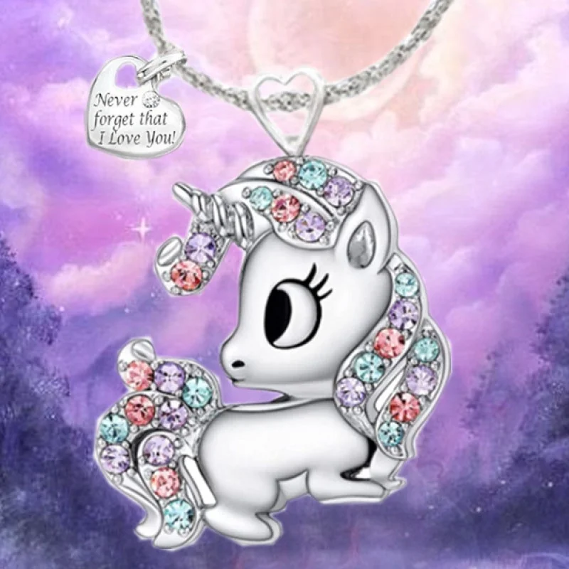 Creative New Unicorn Necklace Colorful Crystal Personality Unique Pony Children Ladies Rhinestone Pendant Jewelry Birthday Gift
Creative New Unicorn Necklace Colorful Crystal Personality Unique Pony Children Ladies Rhinestone Pendant Jewelry Birthday Gift