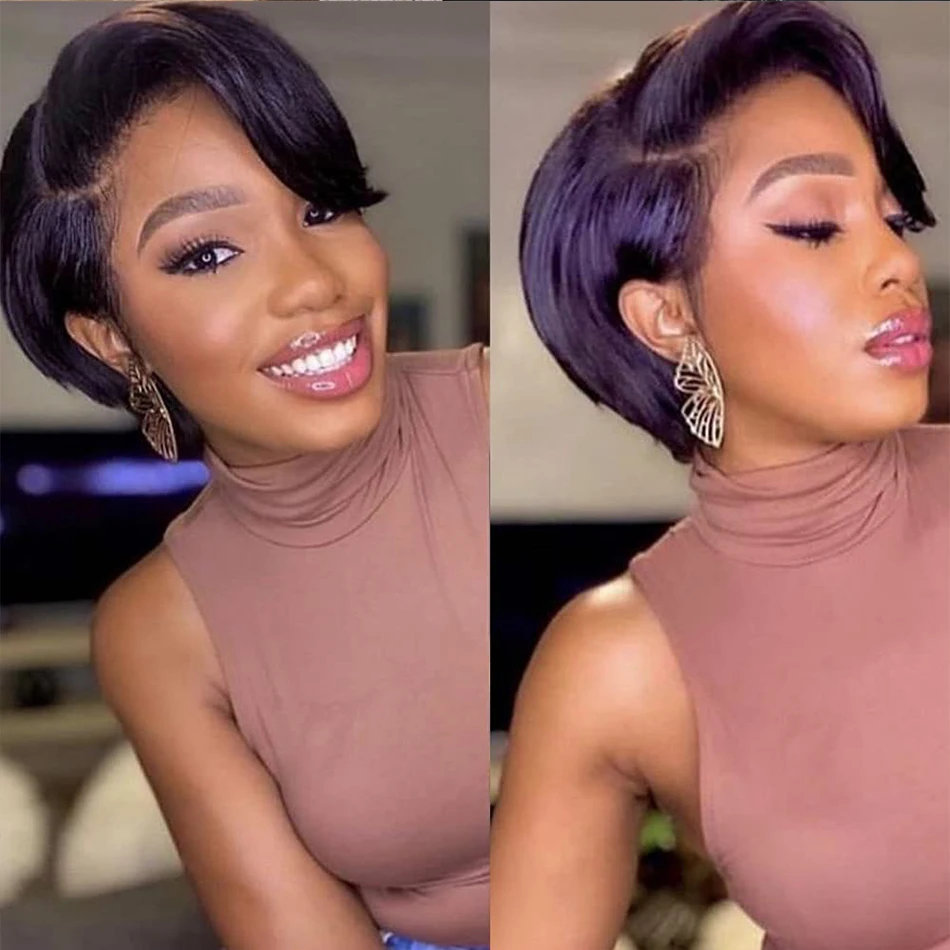 Short Bob Wig Pixie Cut Wig Human Hair T Part Transparent Lace Wig Ali Expres Straight Lace Wig female Peruvian Remy Natural Wig
Short Bob Wig Pixie Cut Wig Human Hair T Part Transparent Lace Wig Ali Expres Straight Lace Wig female Peruvian Remy Natural Wig