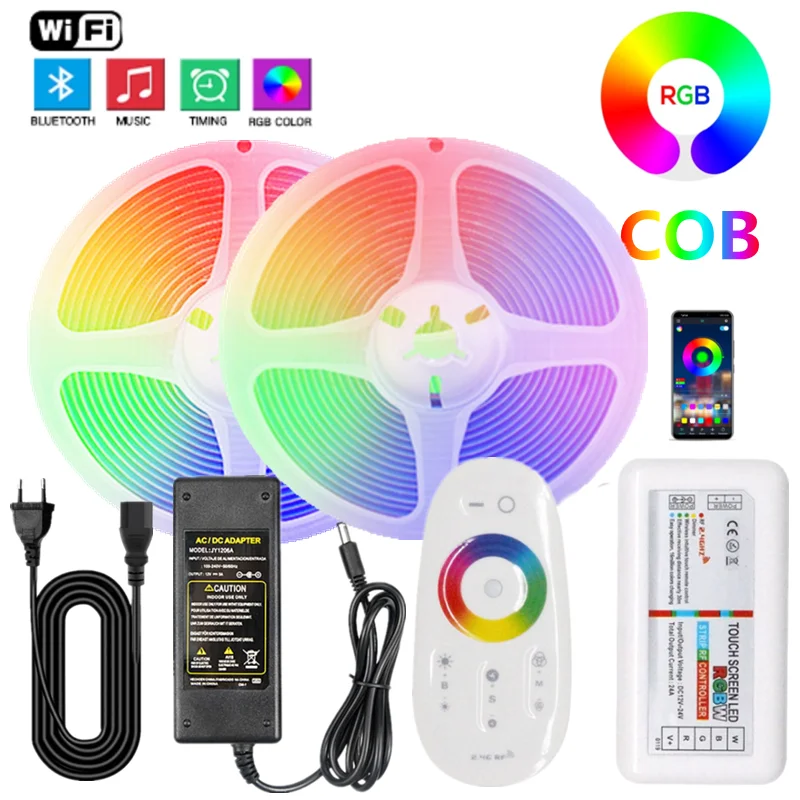 WIFI LED Strip Bluetooth Music Luces Led Light RGB COB Flexible Tape Diode 12V 810LEDs IR RF Touch Remote Control FOB Lamp Belt
WIFI LED Strip Bluetooth Music Luces Led Light RGB COB Flexible Tape Diode 12V 810LEDs IR RF Touch Remote Control FOB Lamp Belt