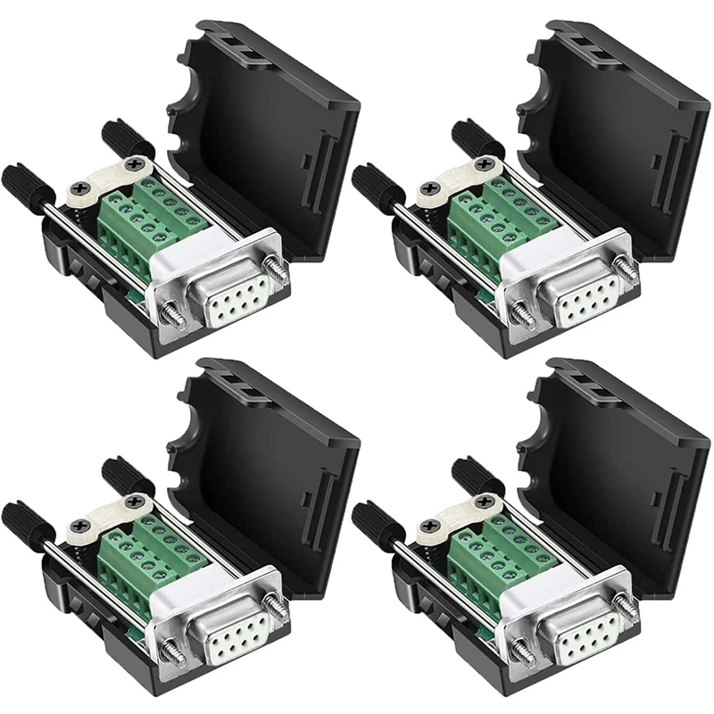 4Pack DB9 Solderless RS232 D-SUB Serial To 9Pin Port Terminal Adapter Connector Breakout Board With Case 
4Pack DB9 Solderless RS232 D-SUB Serial To 9Pin Port Terminal Adapter Connector Breakout Board With Case
